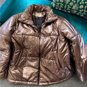 a new day - Shiny Bronze Puffer Jacket